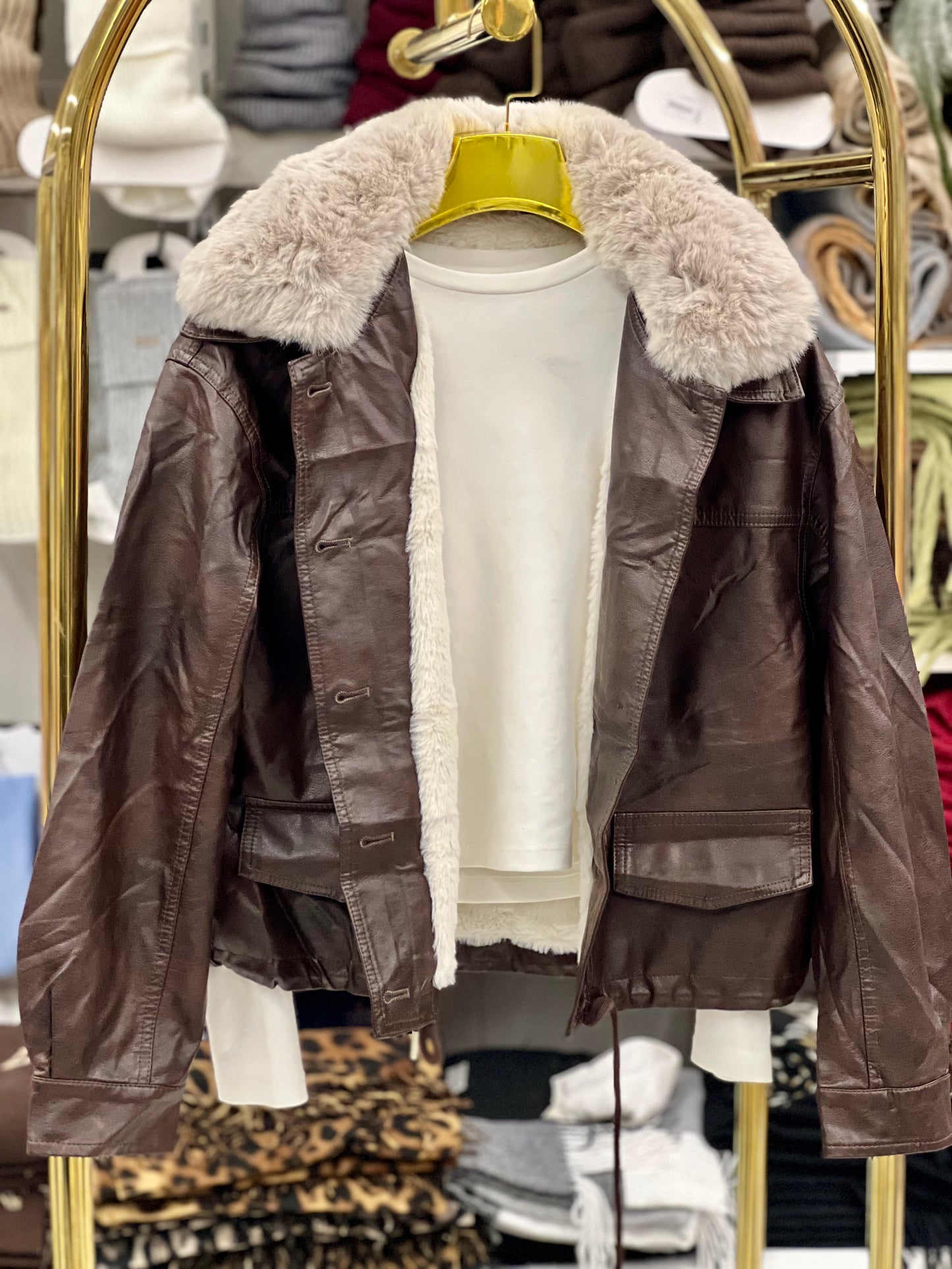 Leather jacket wool inside