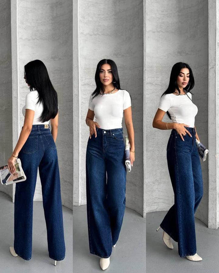 Wide leg jeans 92% cotton , 8% lycra