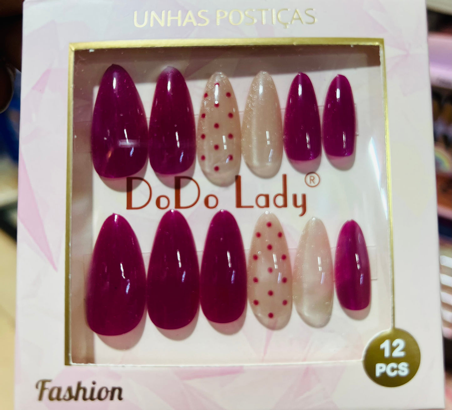 Fake nails 12 pieces with plastic glue