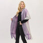 Oversized Solid Colorblock Soft Brushed Knit Fringe Scarf