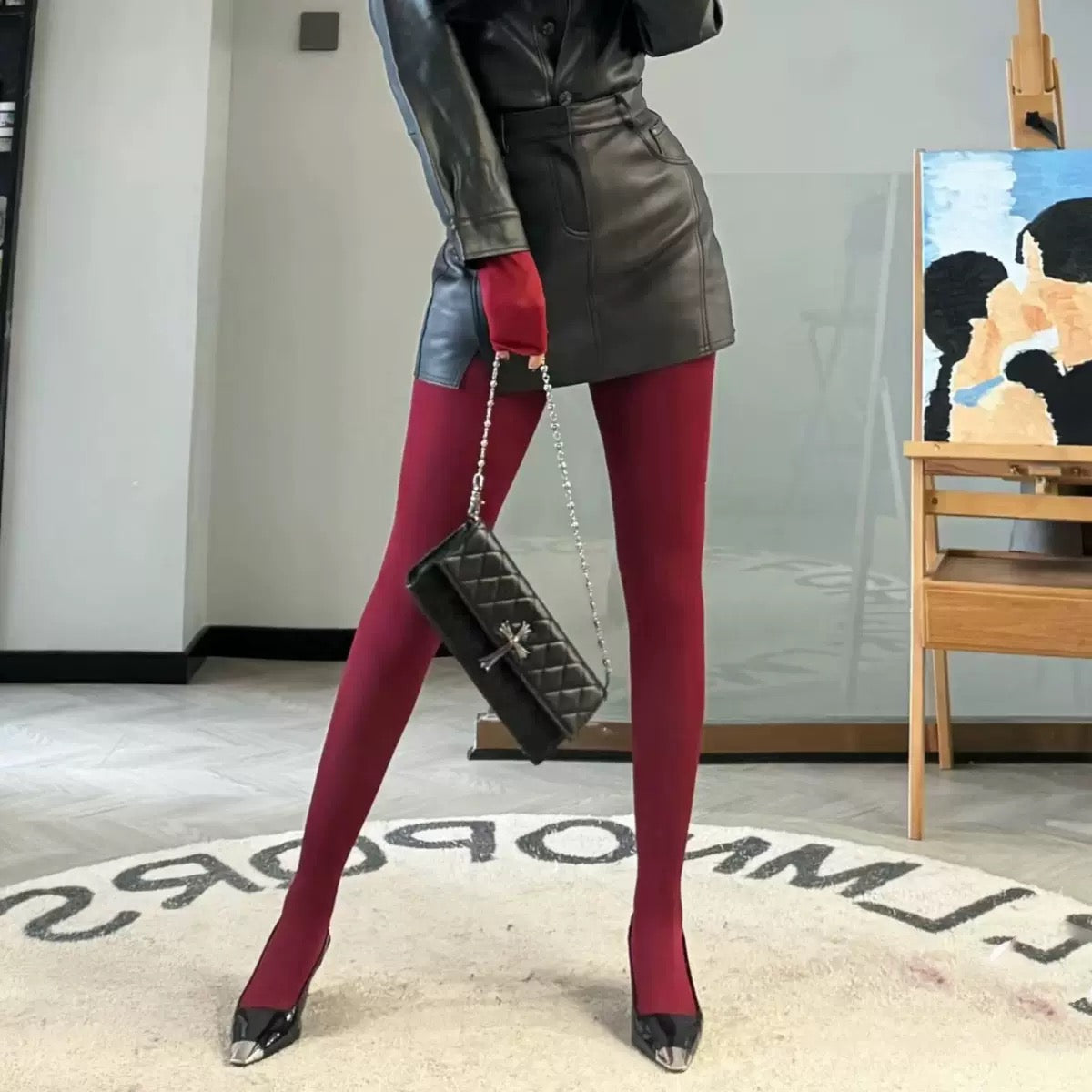 Sexy Matte solid pantyhose high waist Micro pressure tight fitting stirrup Stocking