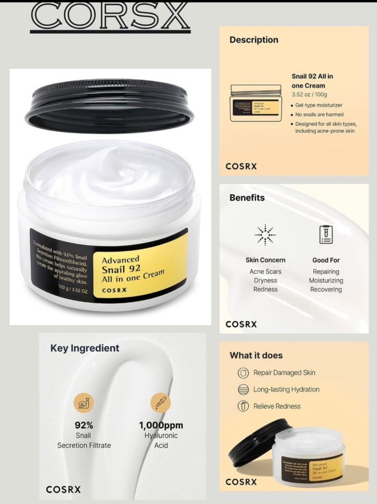 Cosrx . Advanced snail 92 All in one cream