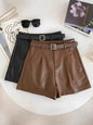 Leather shorts with belt