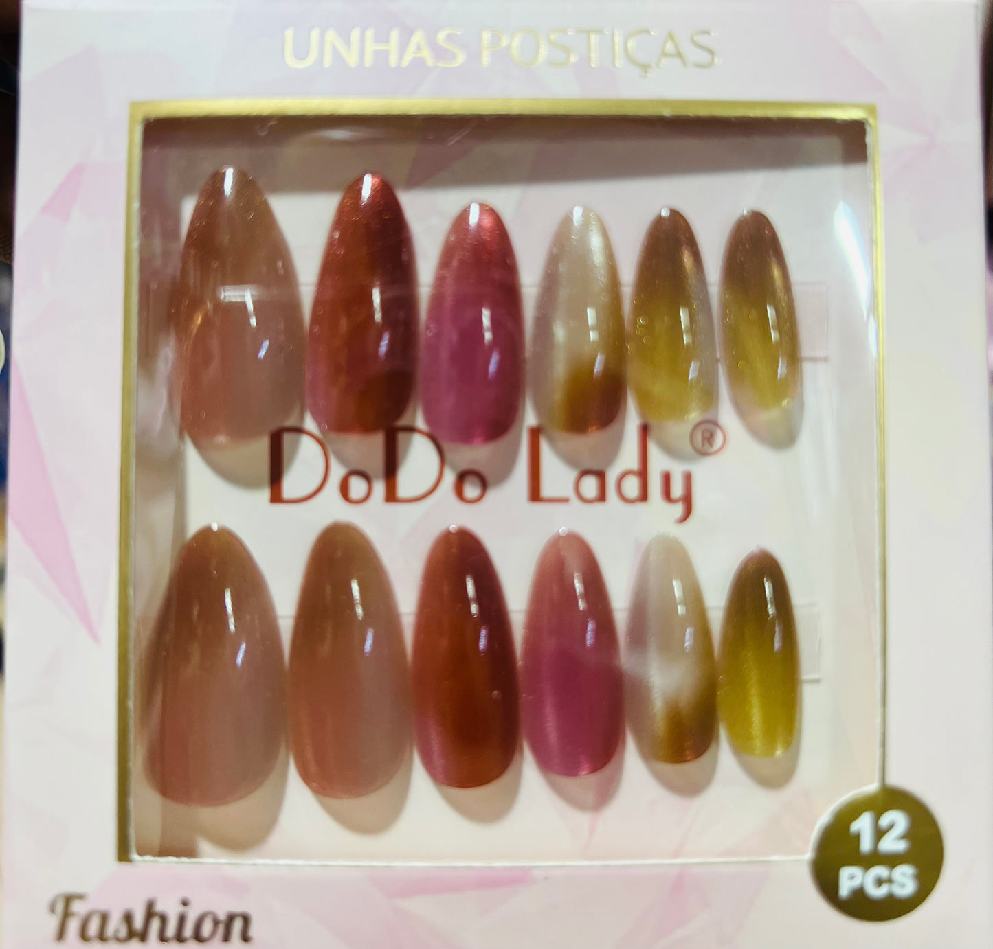 Fake nails 12 pieces with plastic glue