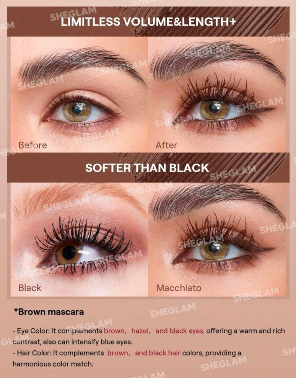 SHEGLAM ALL-IN ONE VOLUME &LENGTH MASCARA MASCARA VOLUME & LONGUEUR TOUT-EN -UN
