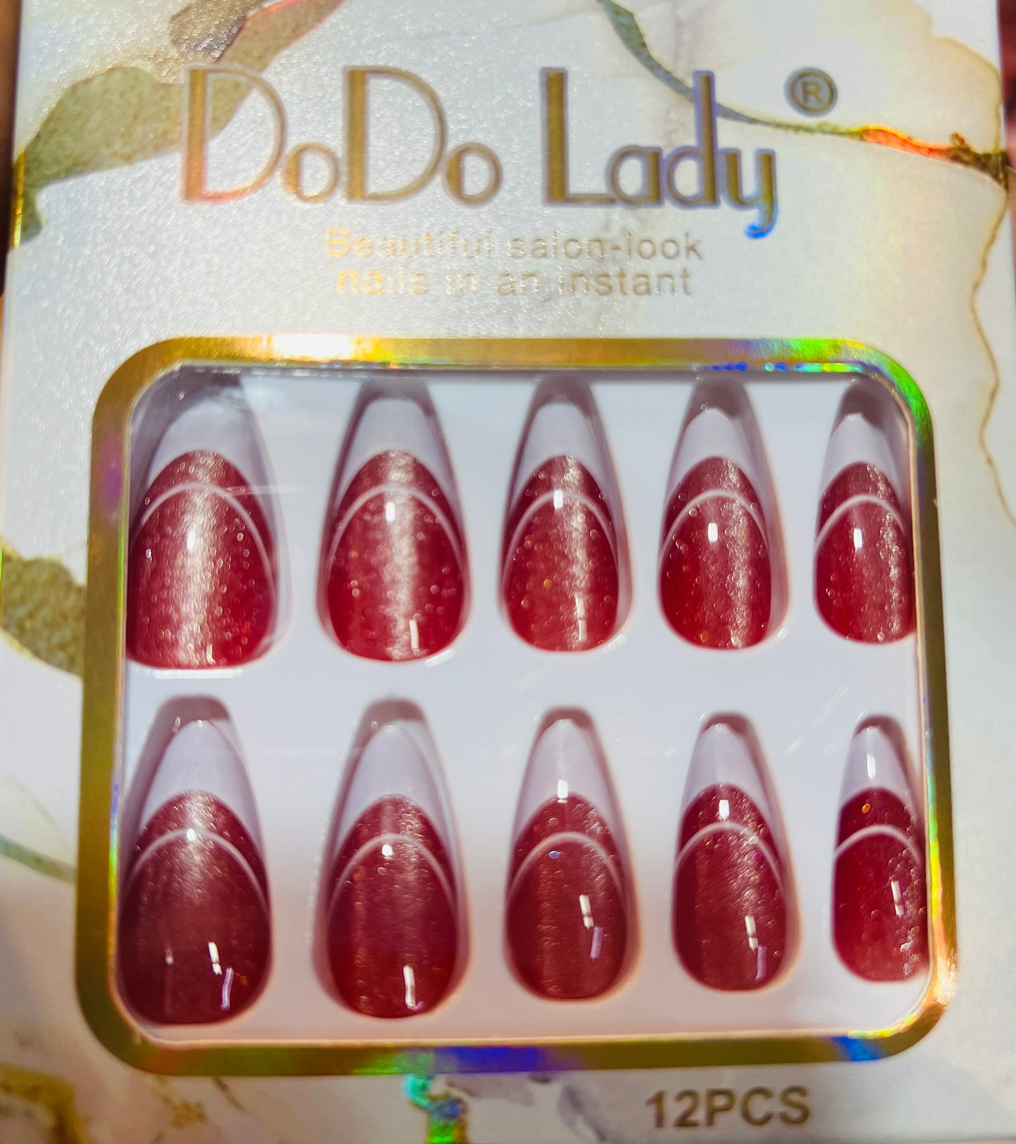 Fake nails 12 pieces with plastic glue