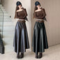 Leather skirt with belt