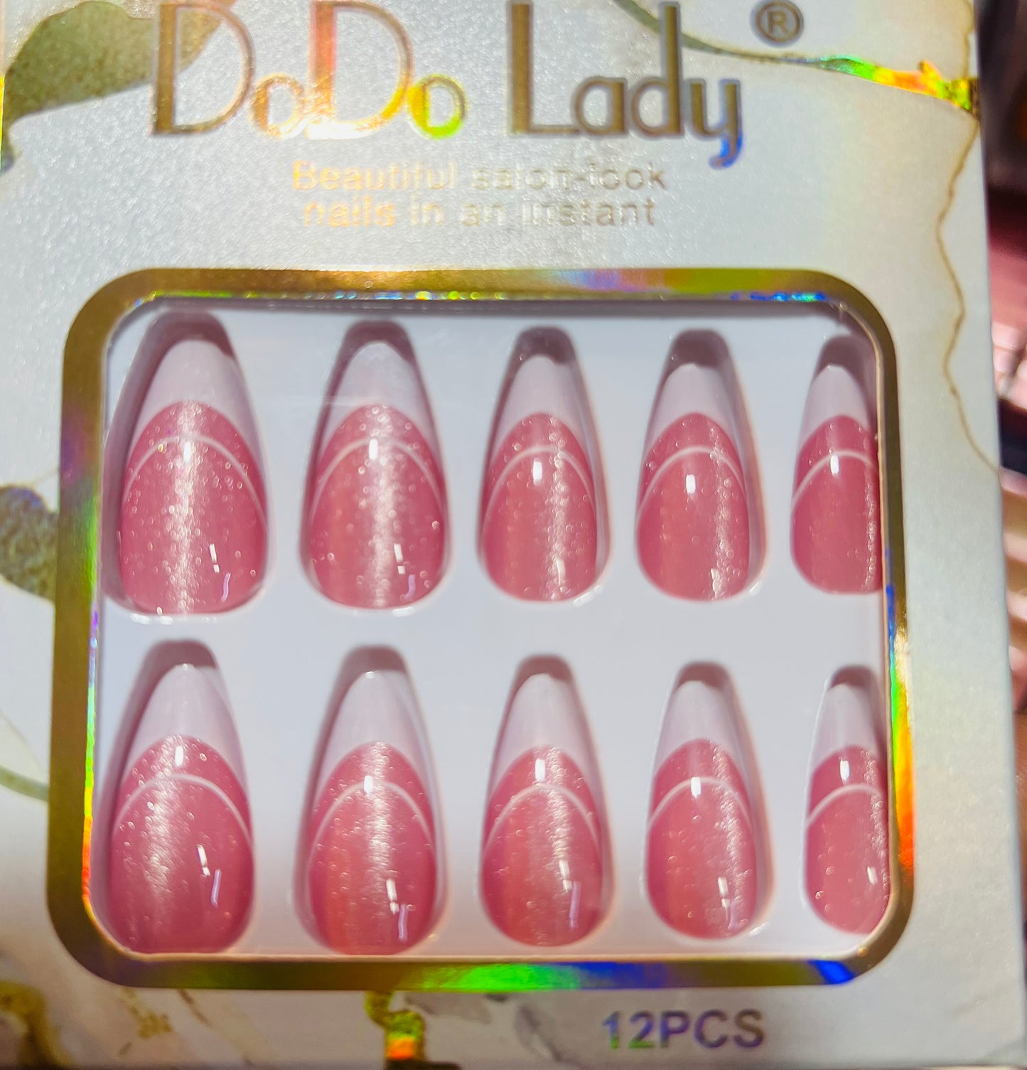 Fake nails 12 pieces with plastic glue