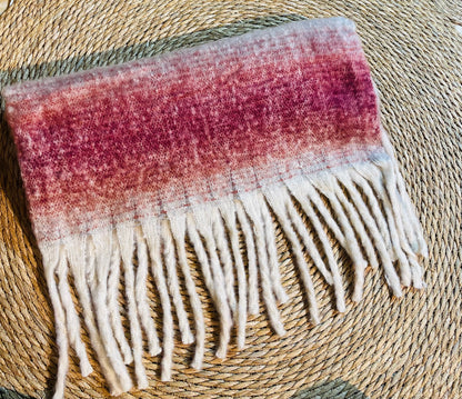 Oversized Solid Colorblock Soft Brushed Knit Fringe Scarf
