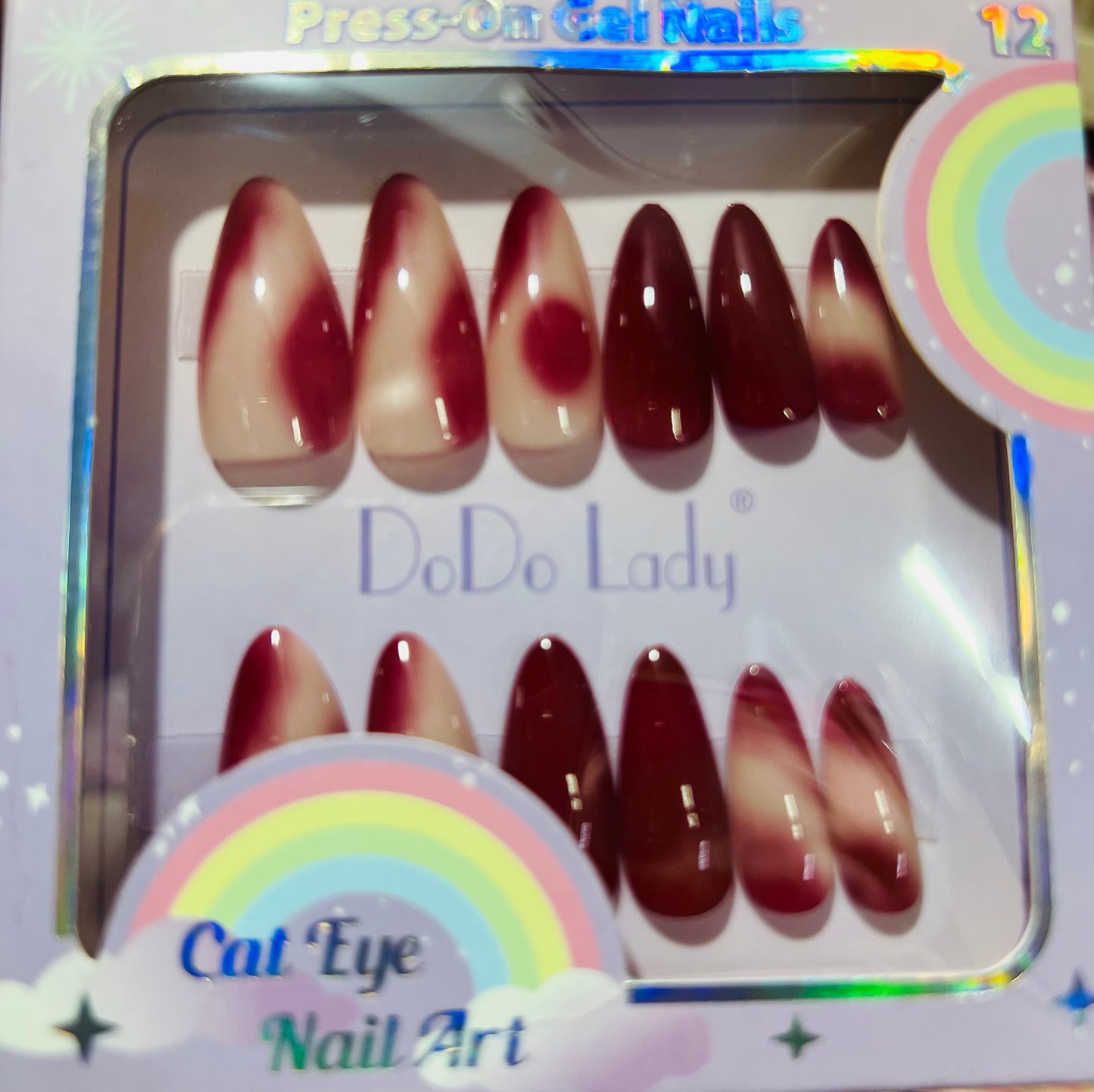 Fake nails 12 pieces with plastic glue