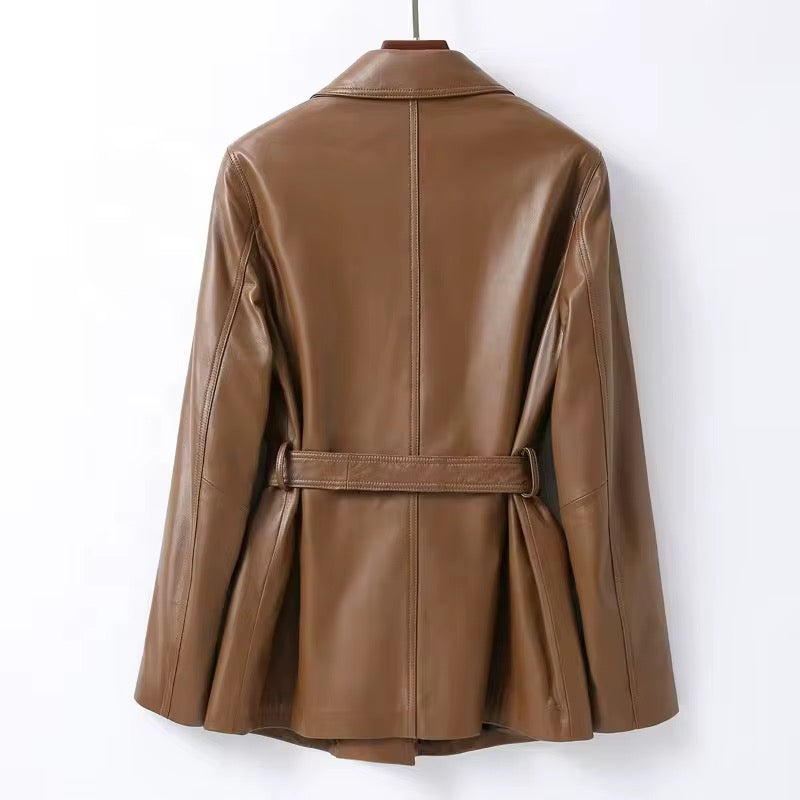 Leather coat for winter