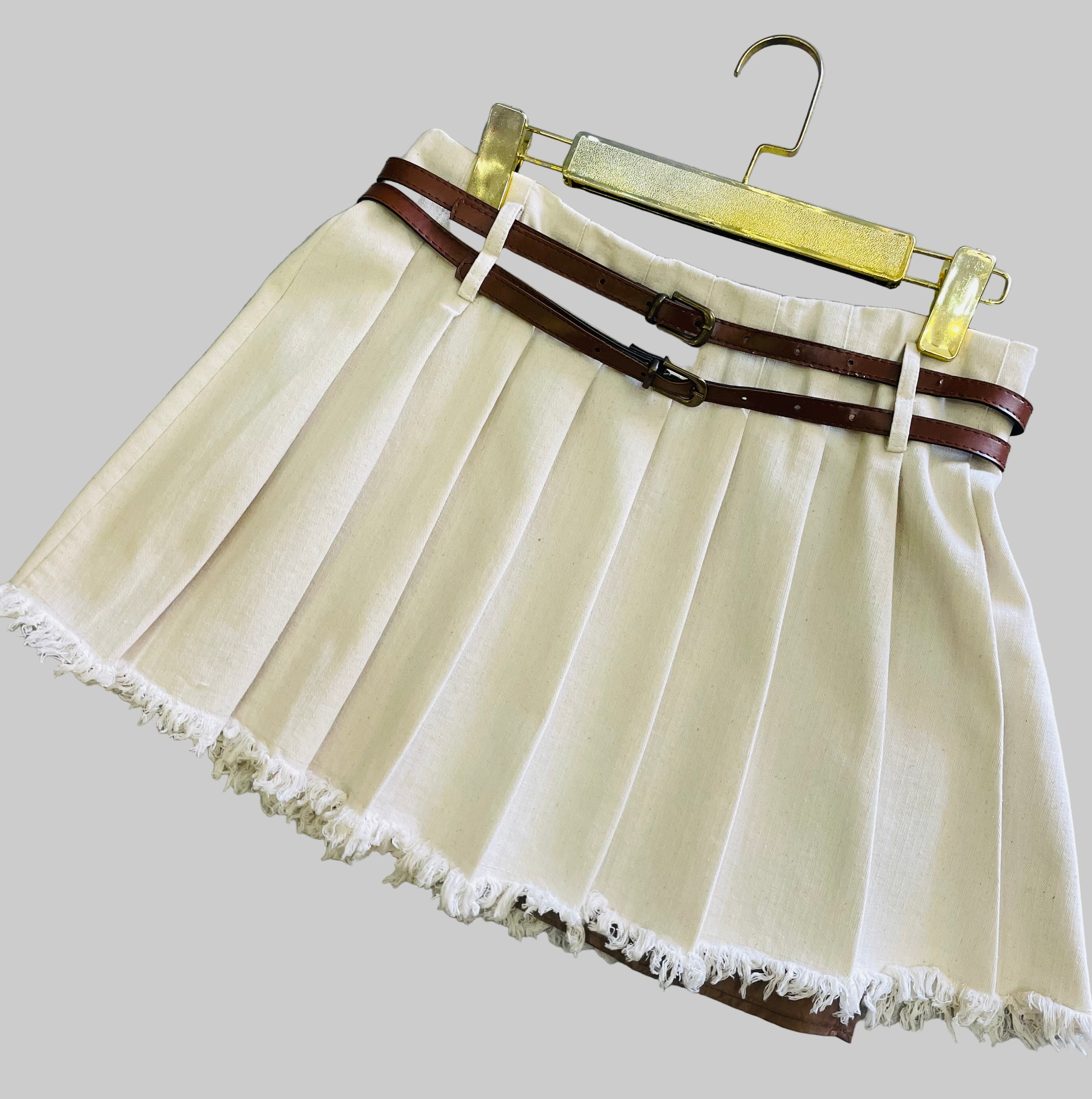 Skirt double belts brown belts