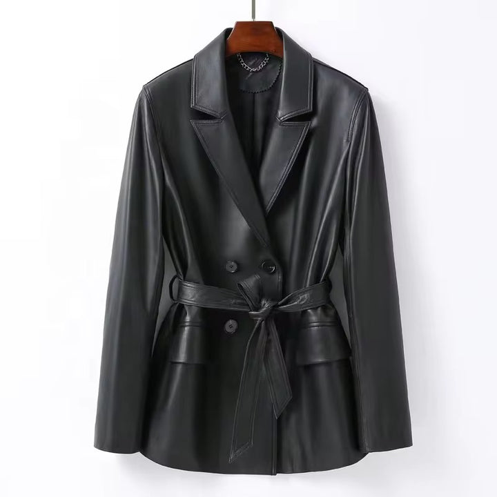 Leather coat for winter