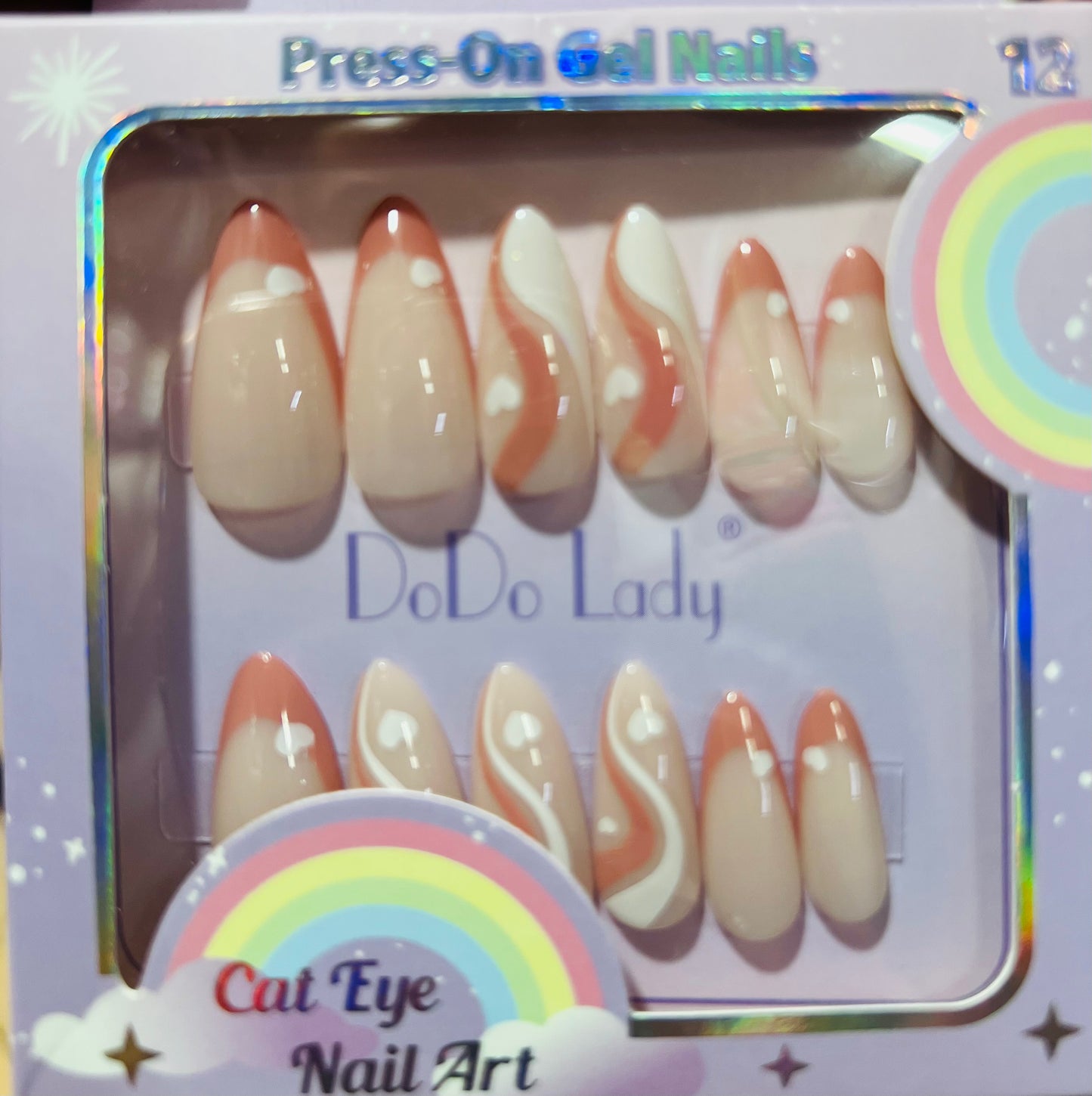 Fake nails 12 pieces with plastic glue