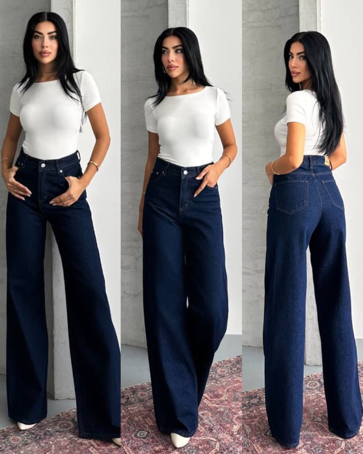 Wide leg jeans 92% cotton , 8% lycra