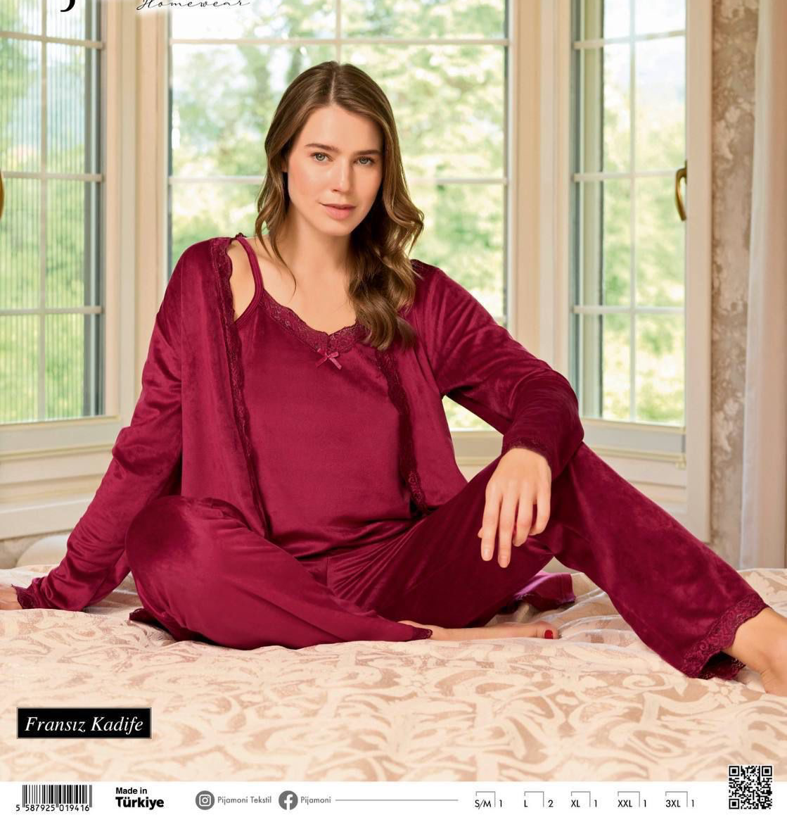 Velvet set pijama 3 pieces