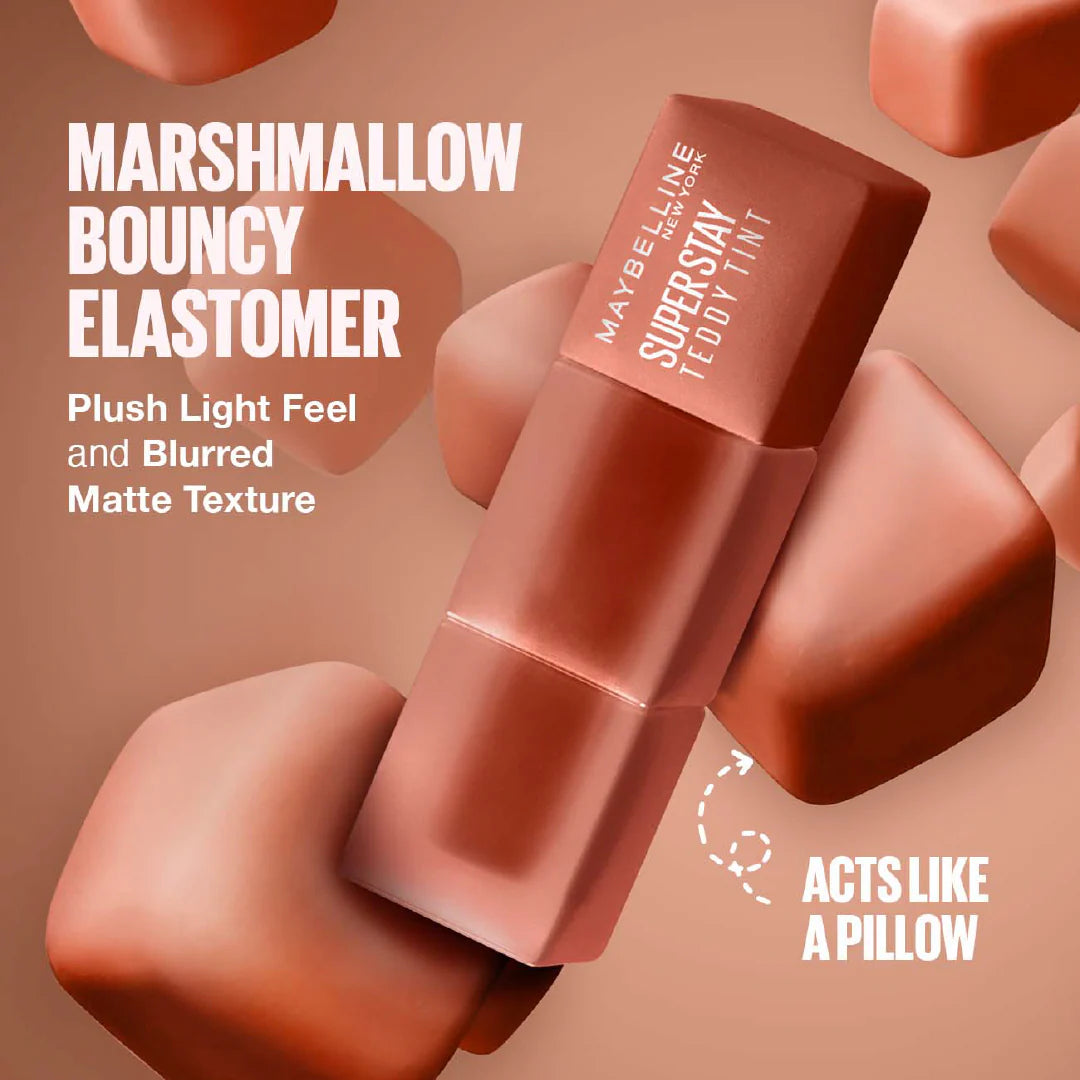 MAYBELLINE, NEW YORK SUPER STAY TEDDY TINT SOFT BLURRED MATTE LIP TINT 12H LONGWEAR TRANSFER PROOF