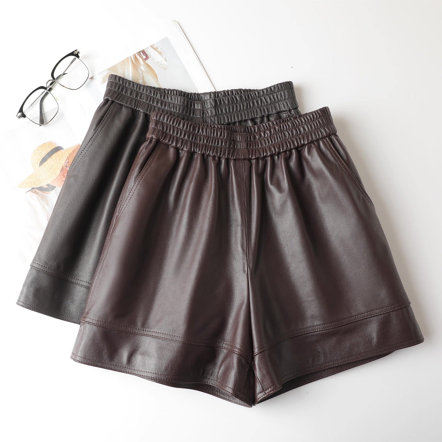 Leather shorts