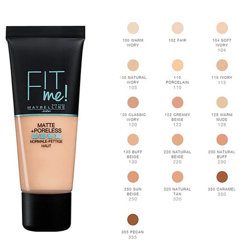MAYBELLINE, NEW YORK FIT ME MATTE PORELESS LIQUID FOUNDATION IDEAL FOR NORMAL TO OILY SKIN