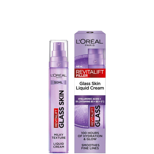 L'ORÉAL PARIS REVITALIFT FILLER GLASS SKIN LIQUID CREAM FACE MOISTURISER, 50ML