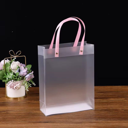 Plastick gift bags 4 colors pink/blue/beige/white