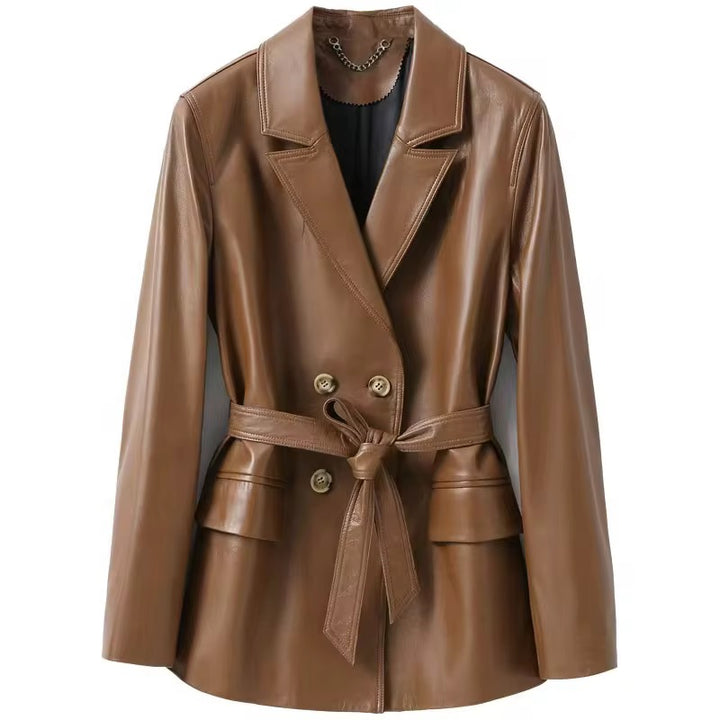 Leather coat for winter