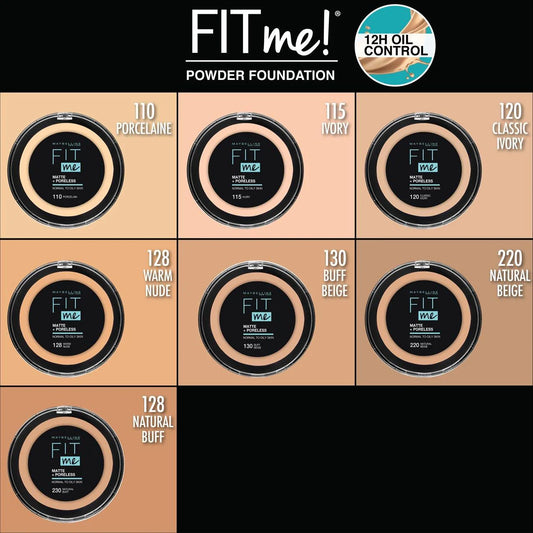 MAYBELLINE, NEW YORK FIT ME PERFECT MATTE FINISH & PORELESS POWDER THAT LASTS UP TO 16 HOURS
