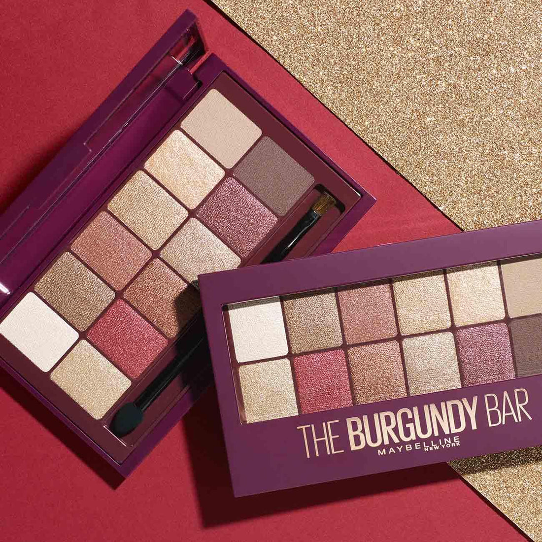 MAYBELLINE, NEW YORK THE BURGUNDY BAR EYESHADOW PALETTE - FEATURES 12 EXPERTLY CURATED SHADES