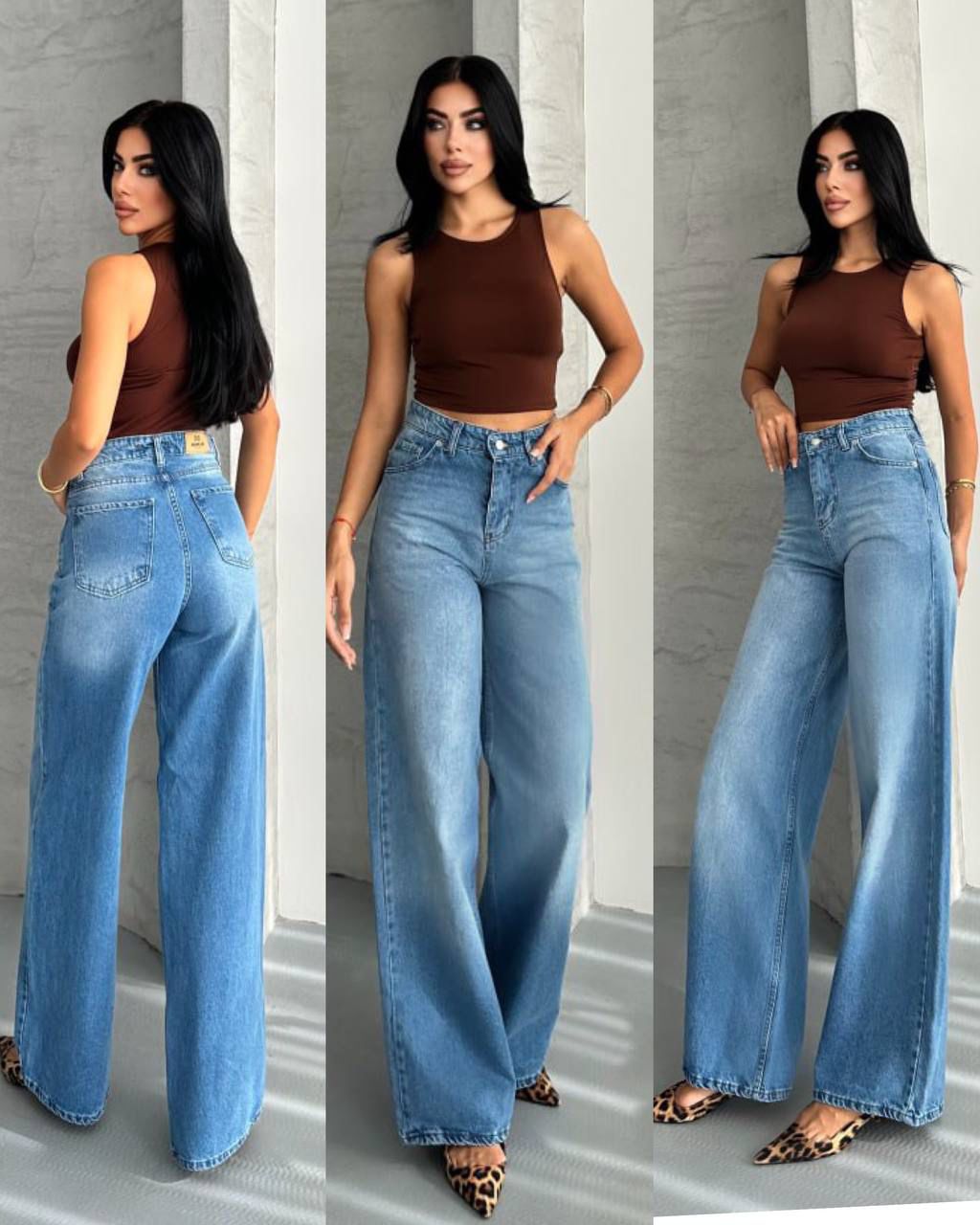 Wide leg jeans 92% cotton , 8% lycra