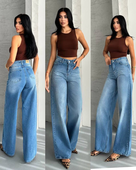 Wide leg jeans 92% cotton , 8% lycra