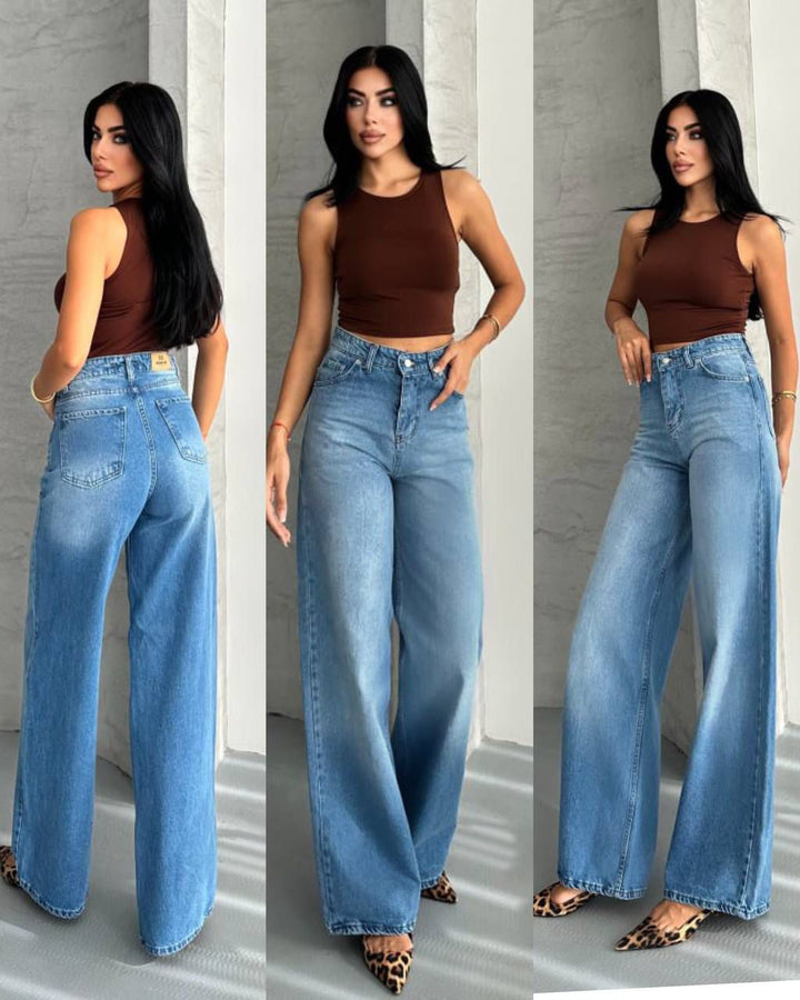 Wide leg jeans 92% cotton , 8% lycra