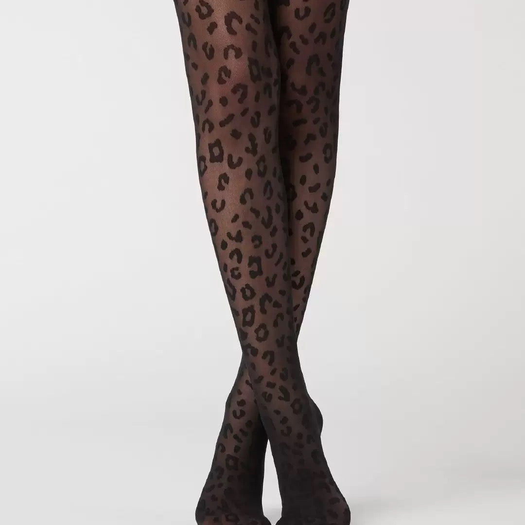 Leopard Print One-Piece Stockings Pantyhose Women's Summer Thin Sexy Printed Black Stockings Beautiful Legs Slimming