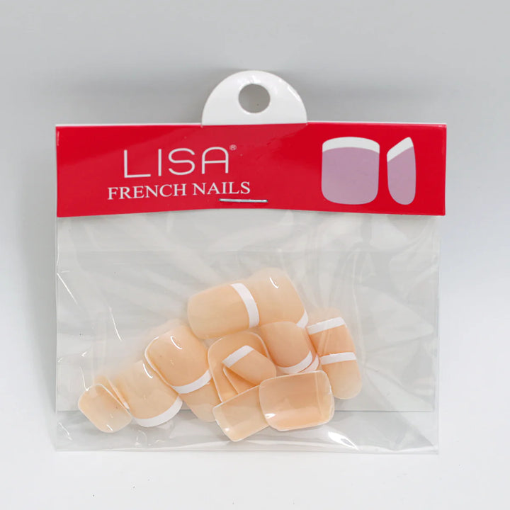 Lisa Round French Nails 24pcs